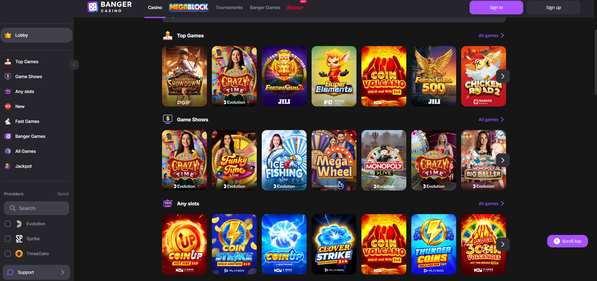 Banger Casino Login