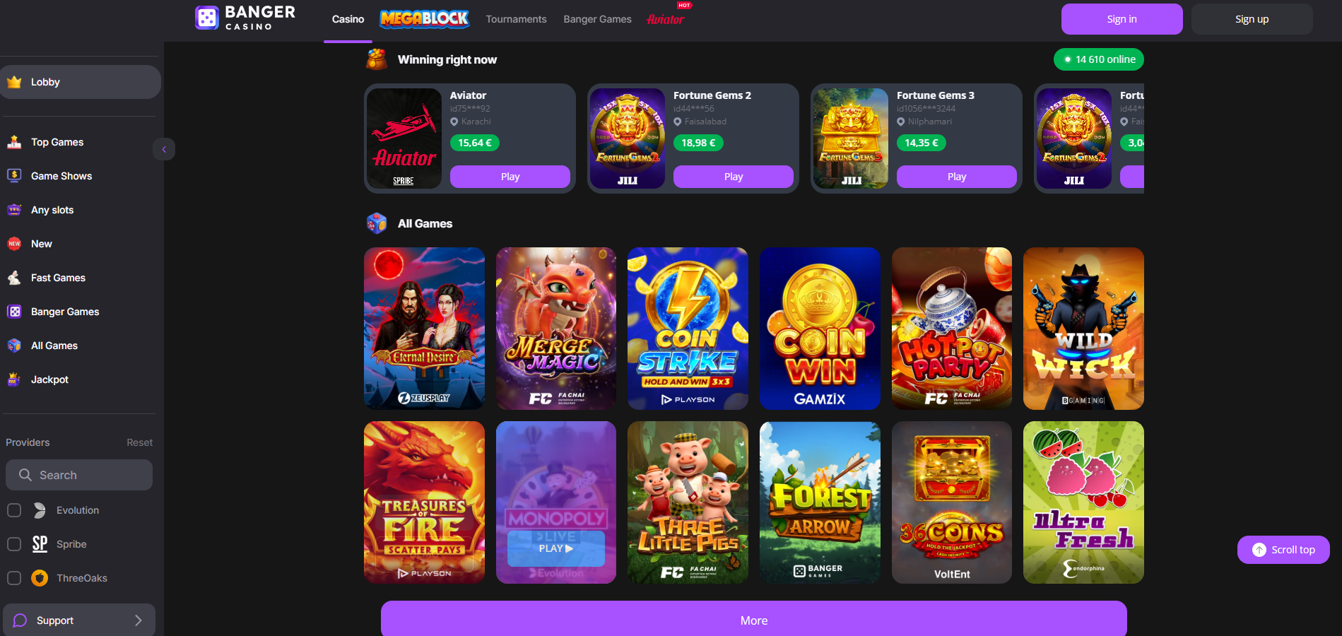Banger Casino Games